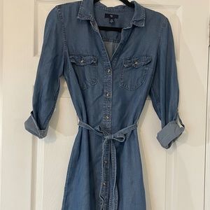 Women's Long Sleeved Jean Dress with Belt